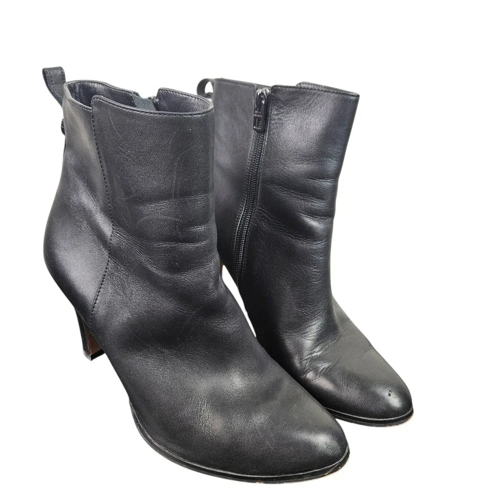 Coach Jemma Black Leather Heeled‎ Ankle Boots Size 9B